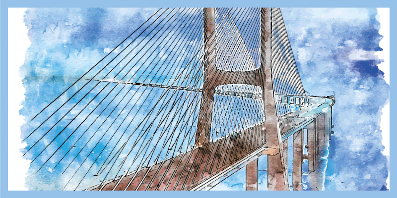 Tappeto in vinile soggiorno illustrazione del ponte - TenStickers