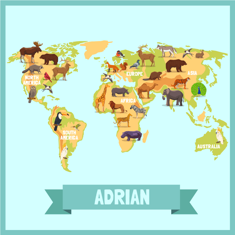 Tappeto vinile con nome design fauna - TenStickers