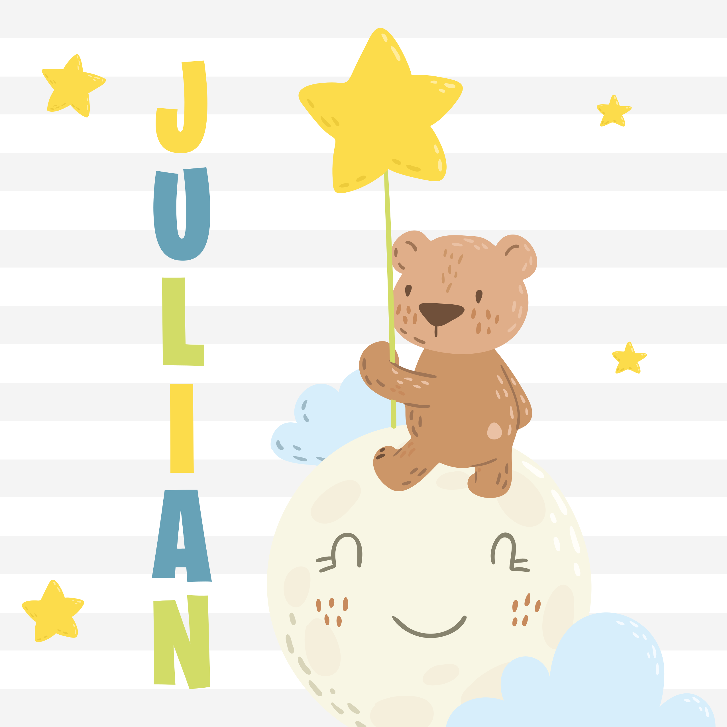 Tappeto vinile con nome orso con stella - TenStickers