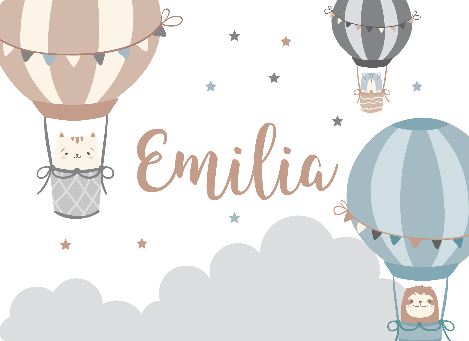 Tappeto vinile con nome palloni aerei - TenStickers