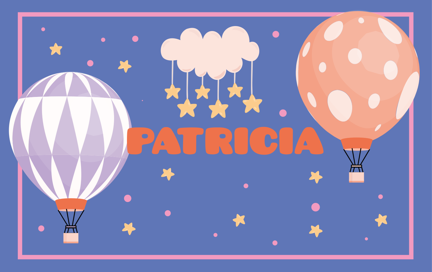 Tappeto vinile con nome avventure in mongolfiera - TenStickers