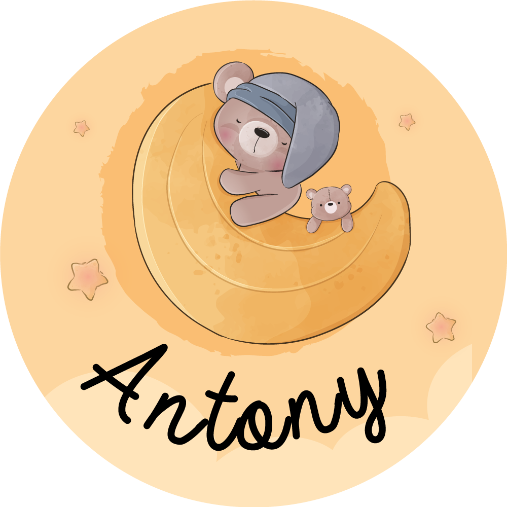 Tappeto vinile con nome orsetto assonnato - TenStickers