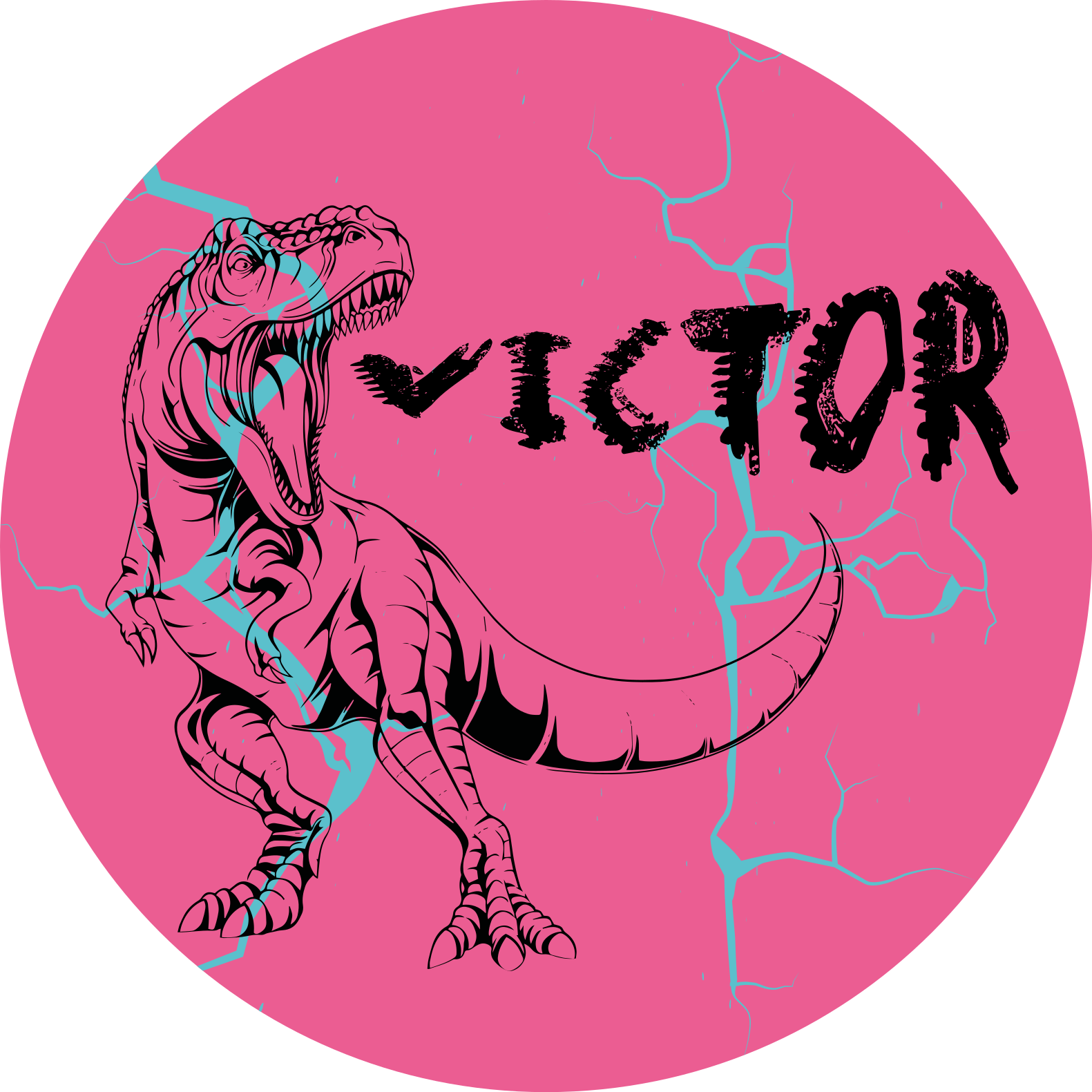 Tappeto vinile per bambini t-rex rosa con nome - TenStickers