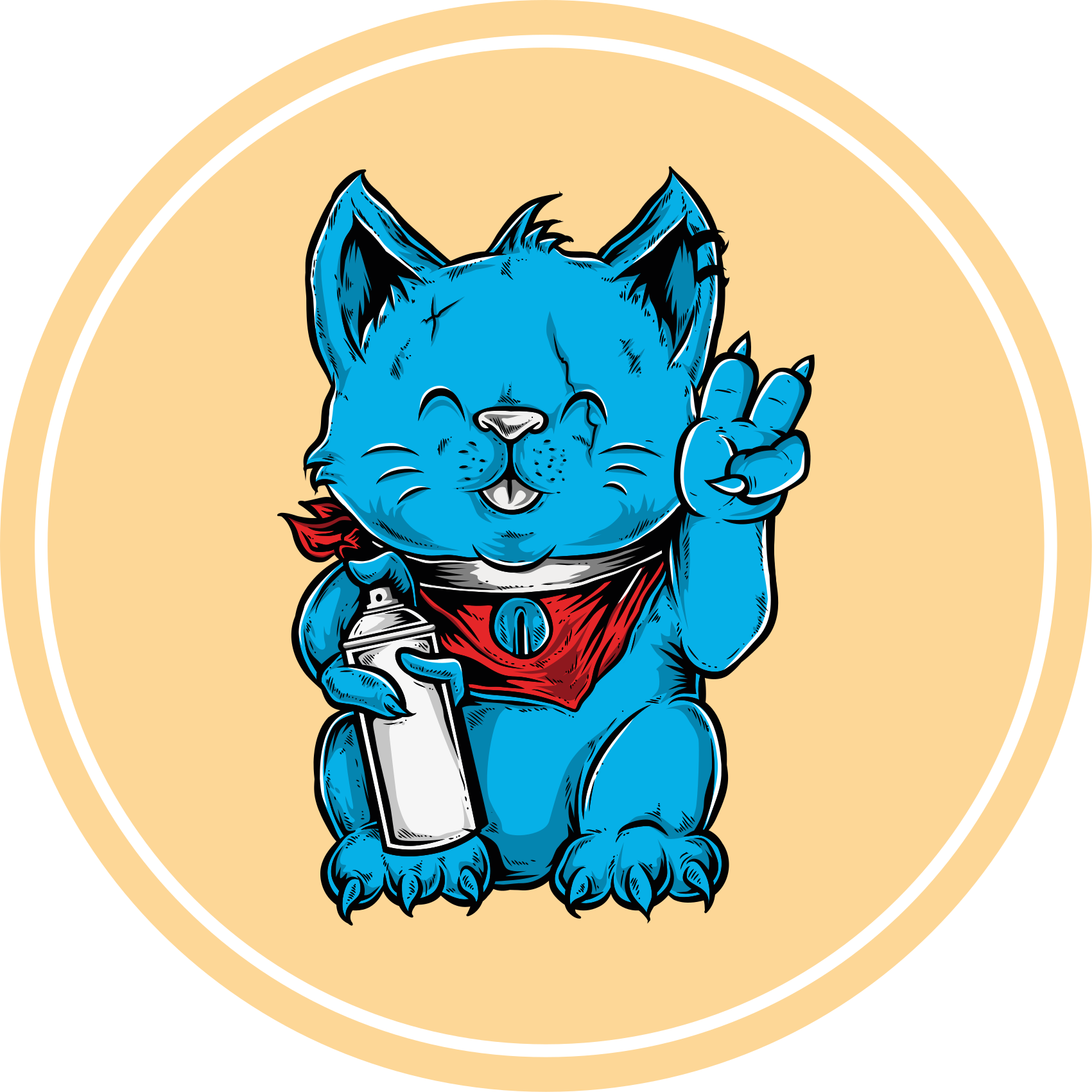 Tappeto vinile animali gatto blu con biberon - TenStickers