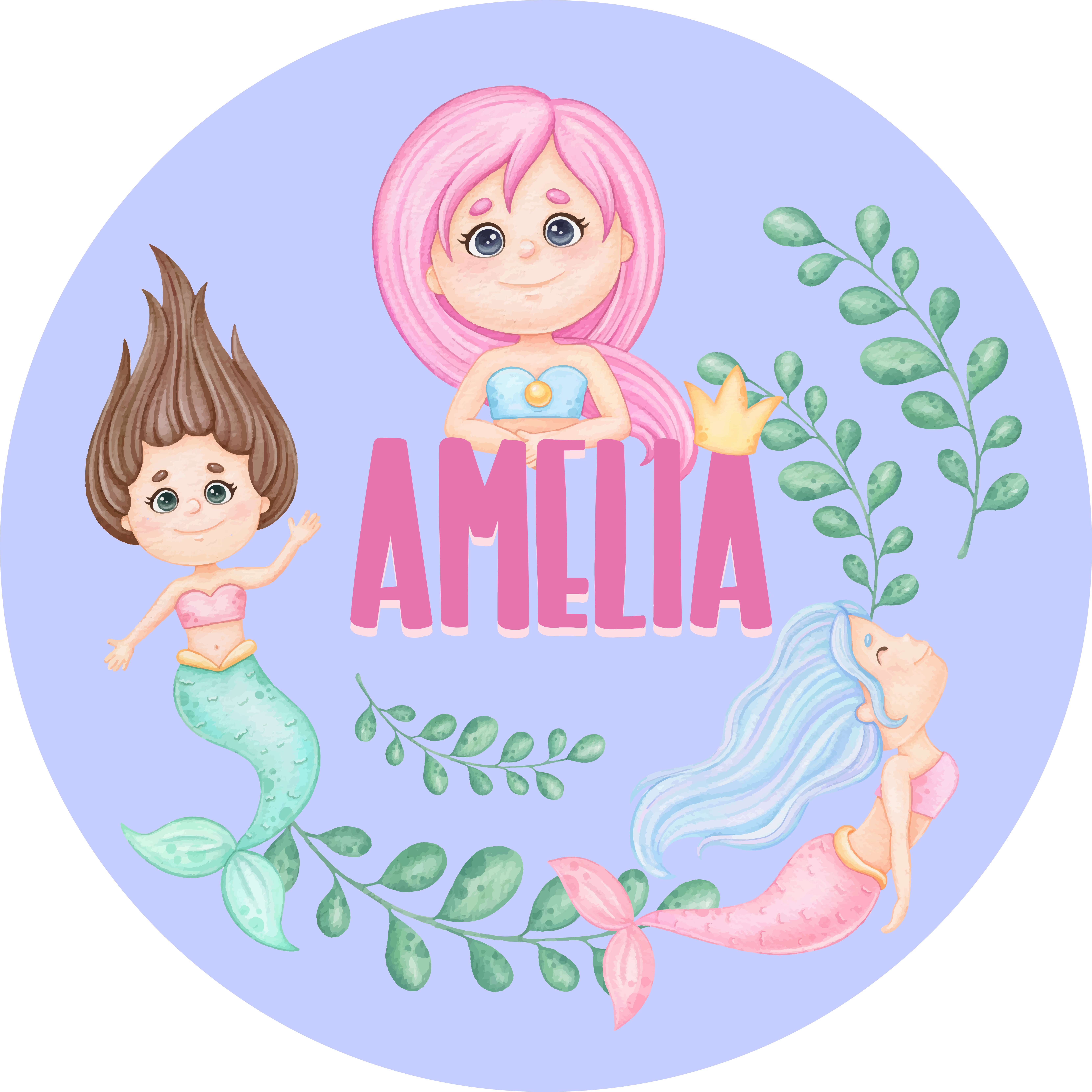 Tappeto vinile per bambini amiche sirene con nome - TenStickers