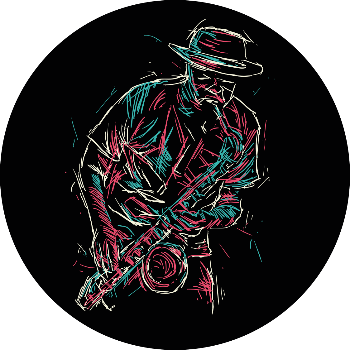 Tappeto vinile rotondo esibizione di un musicista jazz - TenStickers