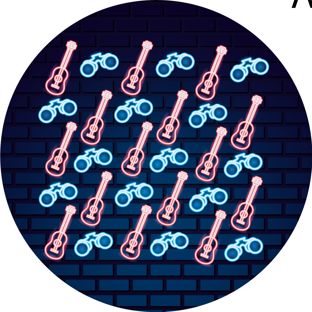 Tappeto vinile per ragazzi modelli musicali al neon - TenStickers