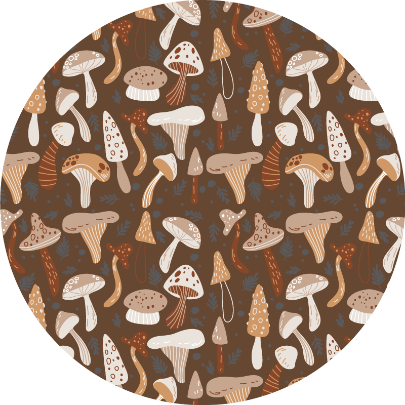 Tappeto vinile rotondo collezione di funghi - TenStickers