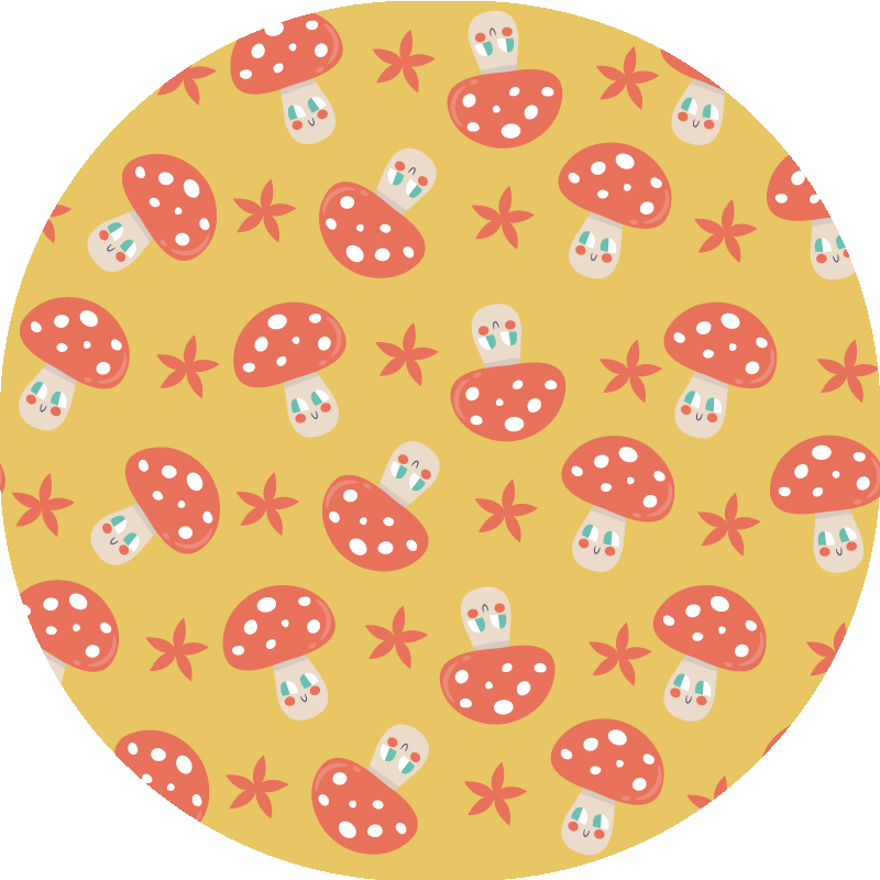 Tappeto vinile rotondo divertimento con i funghi - TenStickers