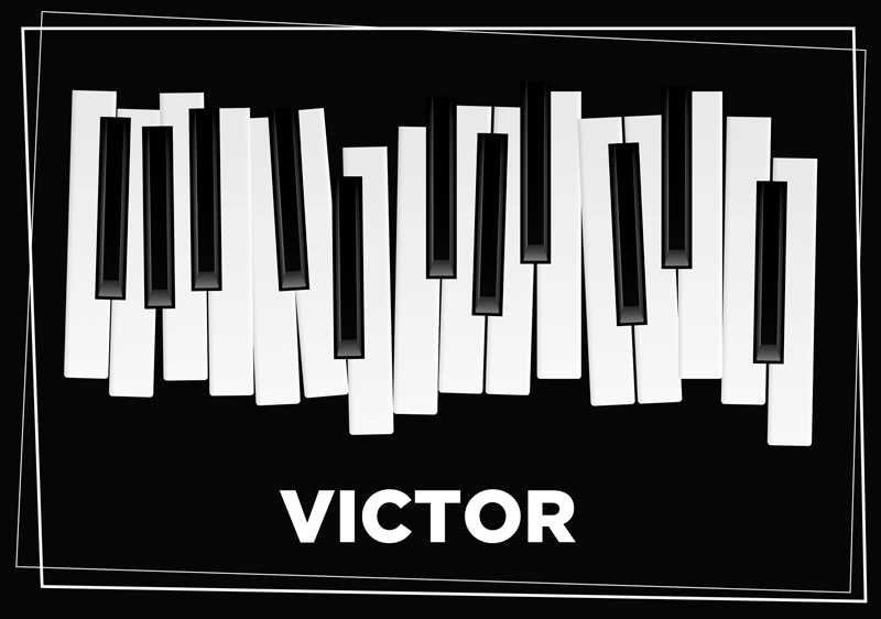 Tappeto vinile con nome tastiera pianoforte personalizzata - TenStickers