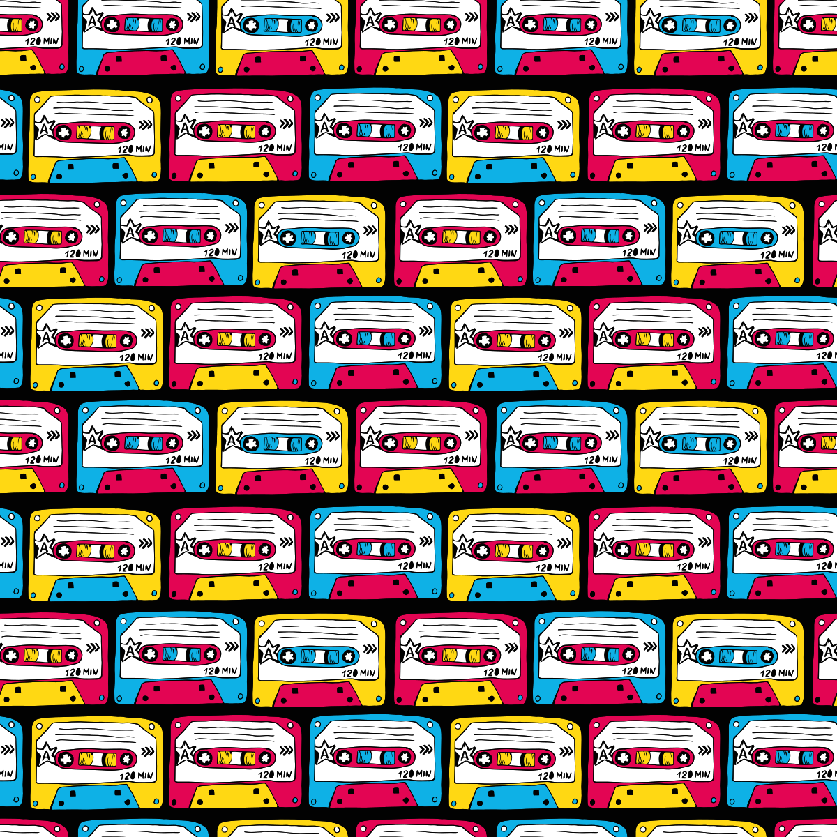 Tappeto vinile motivi cassette audio retrò - TenStickers