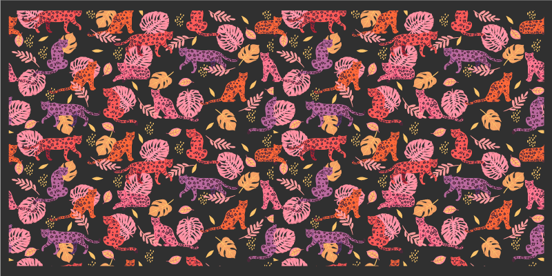 Tappeto vinile animali gatti della giungla colorati - TenStickers