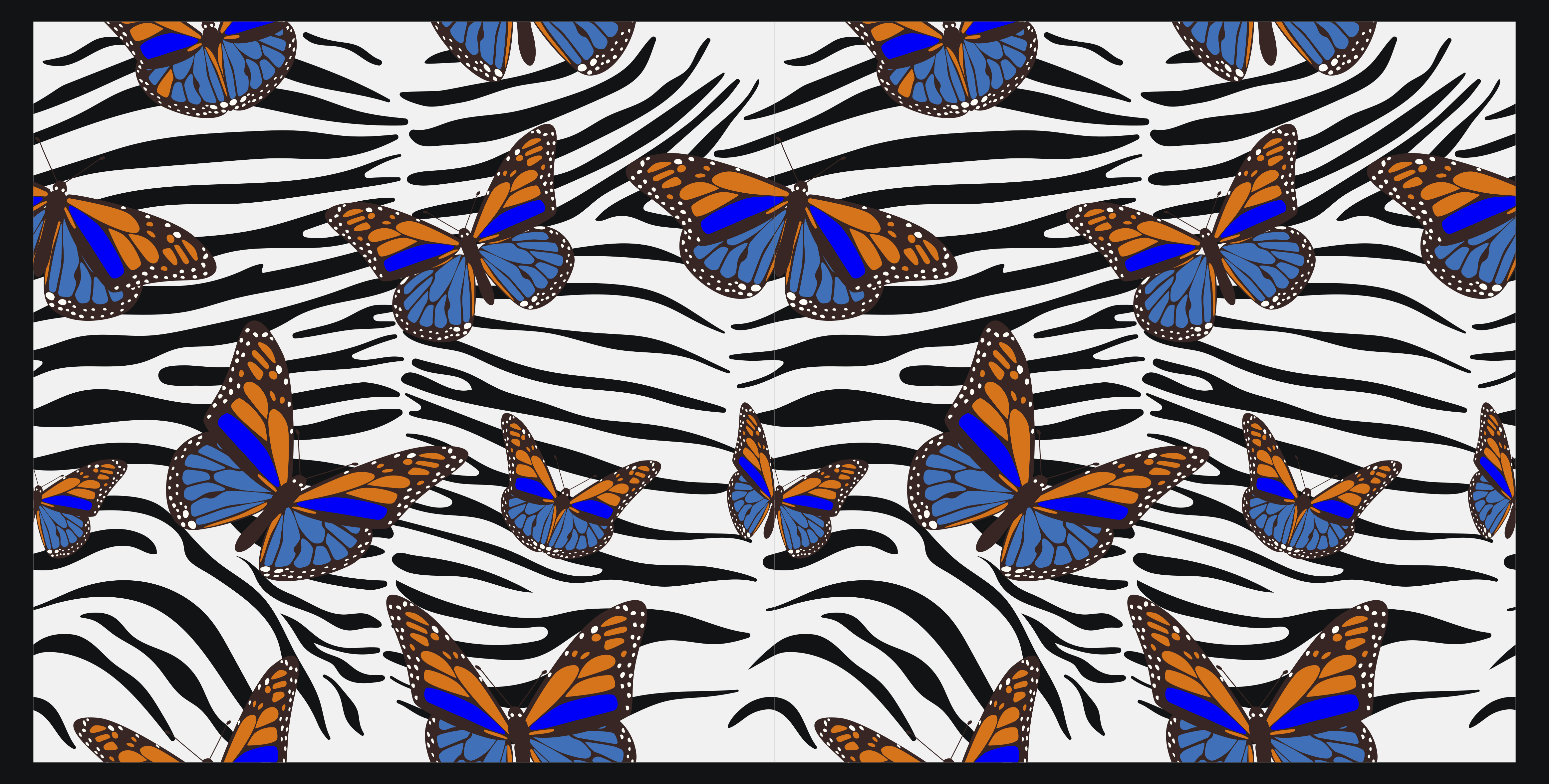 Tappeto vinile stampa animale farfalle sulla zebra - TenStickers