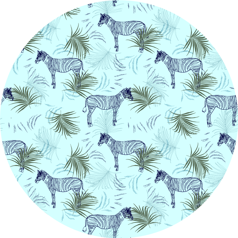 Tappeto vinile animali zebra e foglie - TenStickers