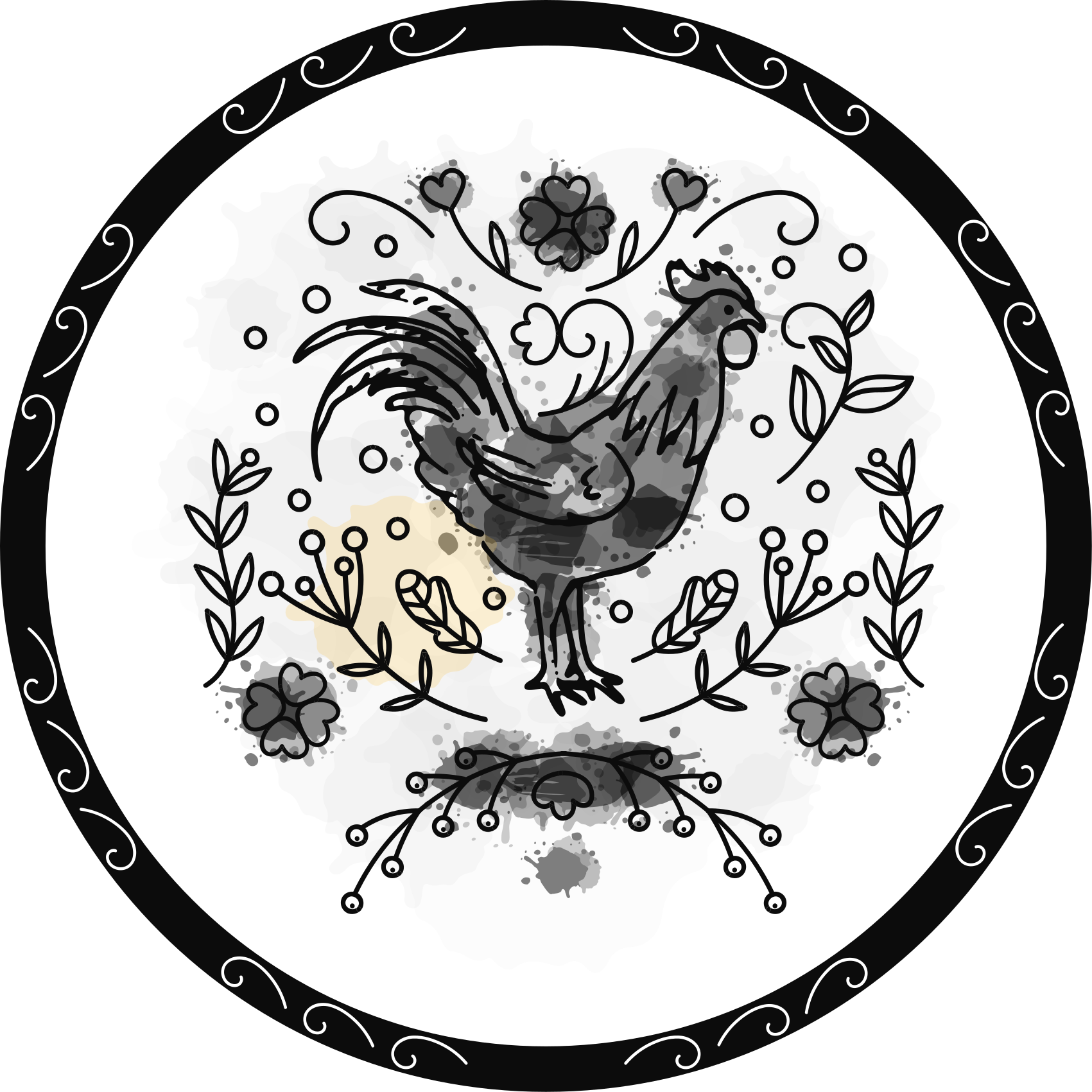 Tappeto vinile animali schizzo del gallo nero - TenStickers