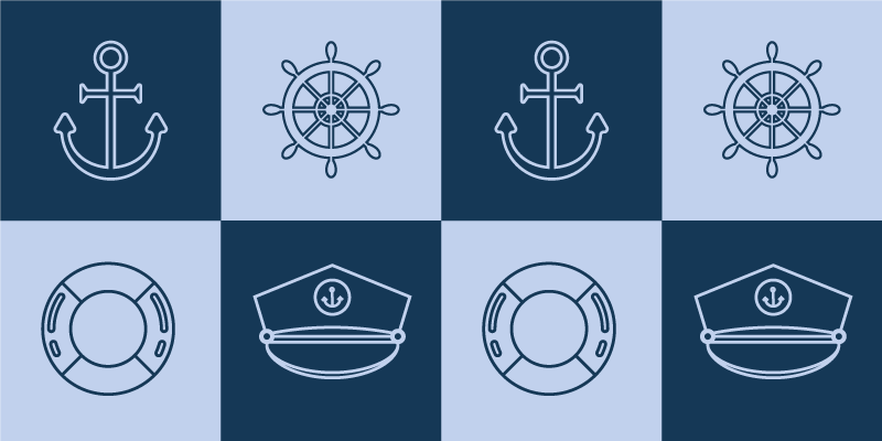 Tappeto vinile mappamondo icone a tema nautico - TenStickers