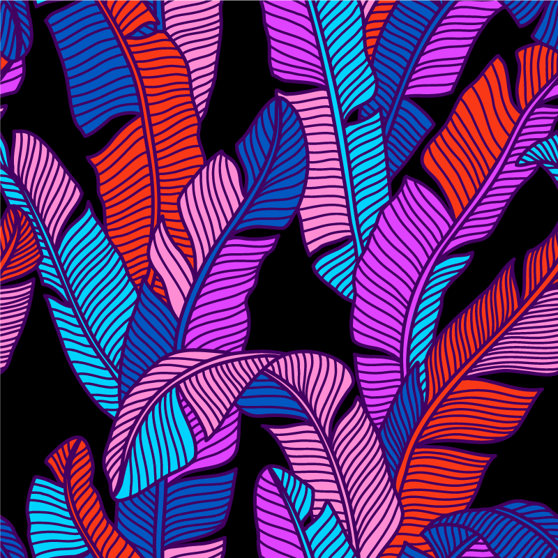 Tappeto vinile fiori motivi di foglie vivaci - TenStickers