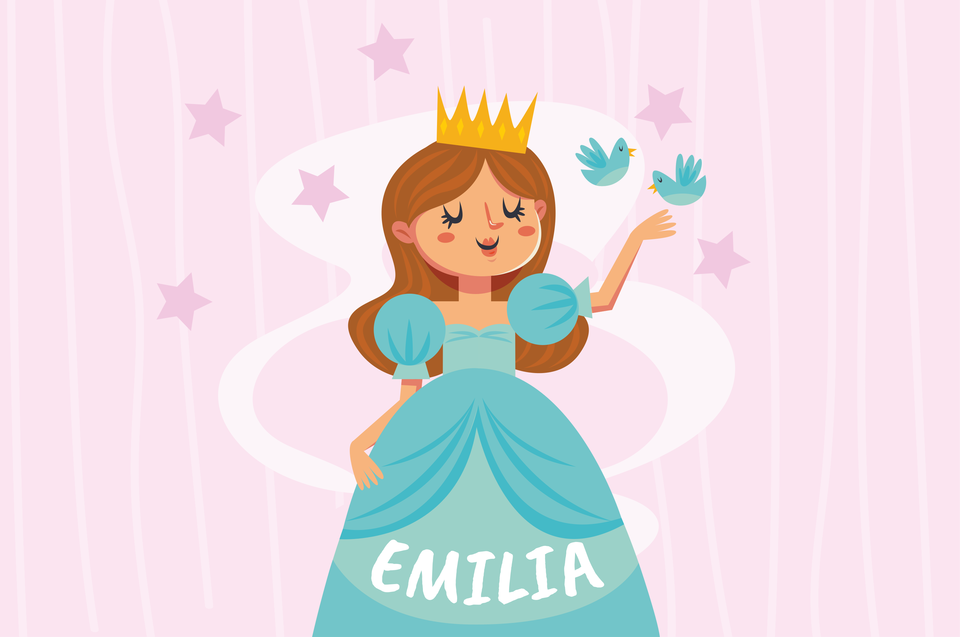Tappeto vinile con nome design personaggio principessa - TenStickers