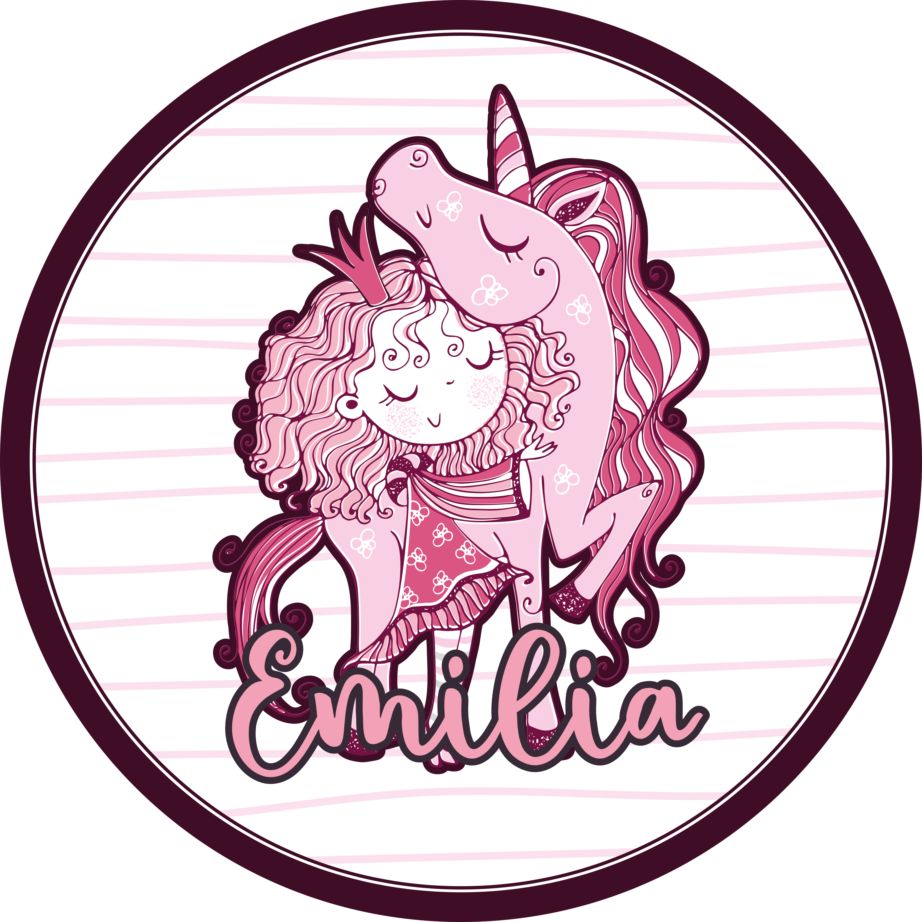 Tappeto vinile con nome carino duo di unicorni - TenStickers