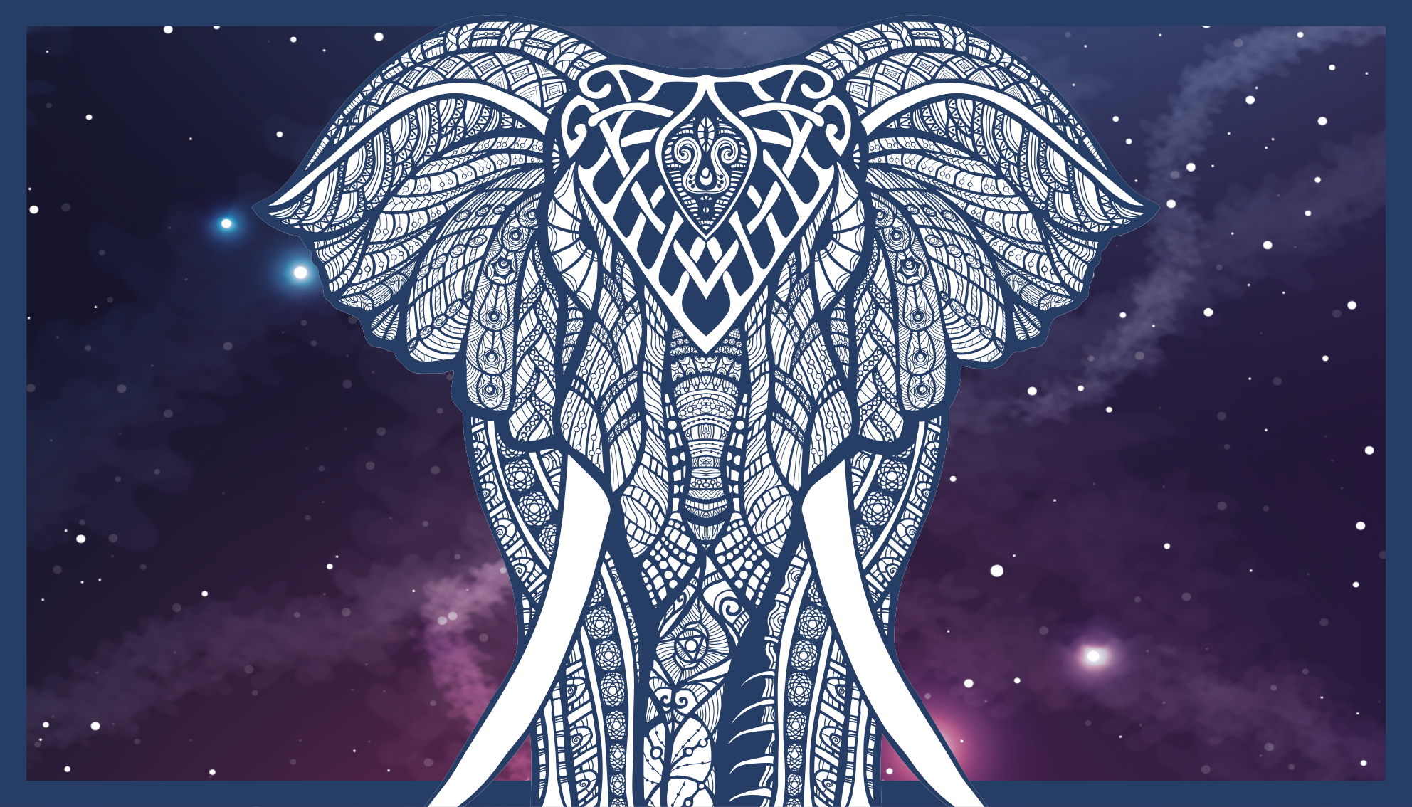Tappeto vinile con nome artwork elefante intricato - TenStickers
