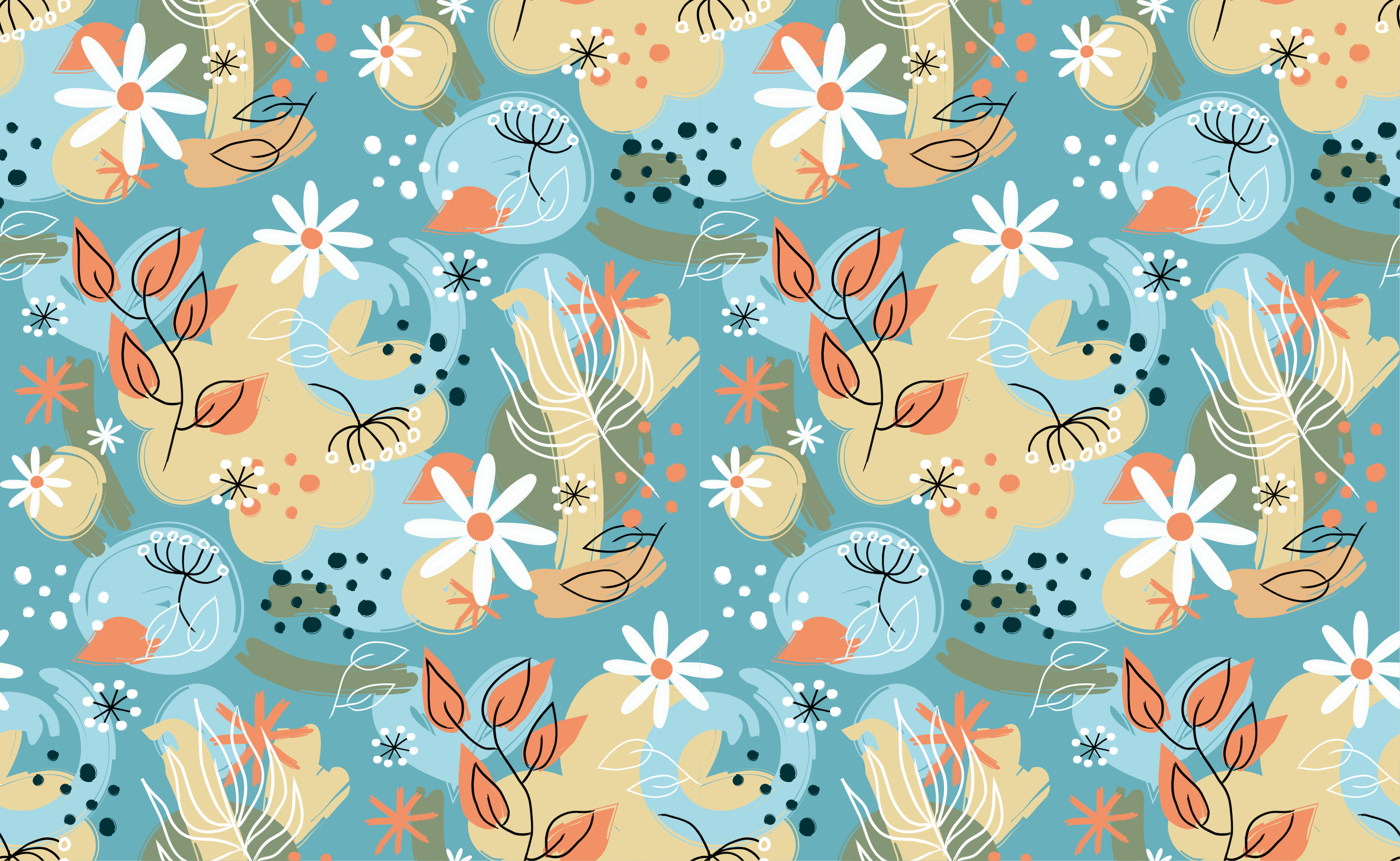 Tappeto vinile fiori motivi astratti floreali - TenStickers