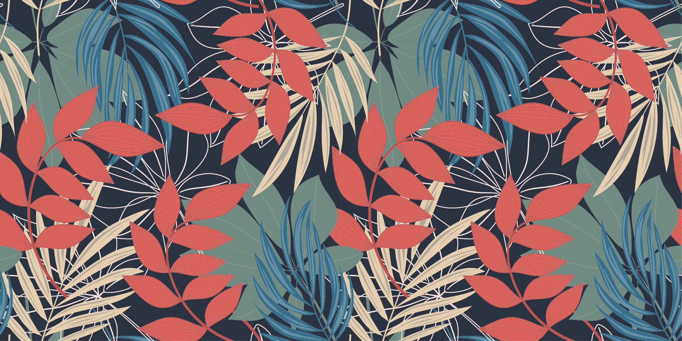 Tappeto vinile fiori motivo a foglie vibranti - TenStickers