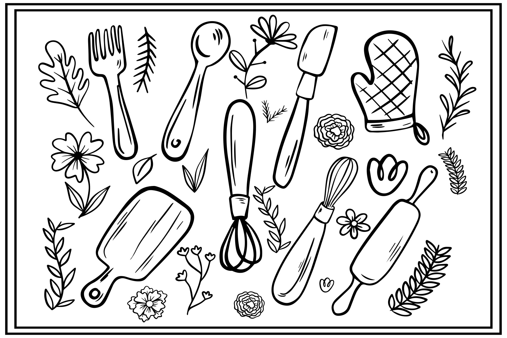 Tappeto pvc cucina illustrazione utensili da cucina - TenStickers