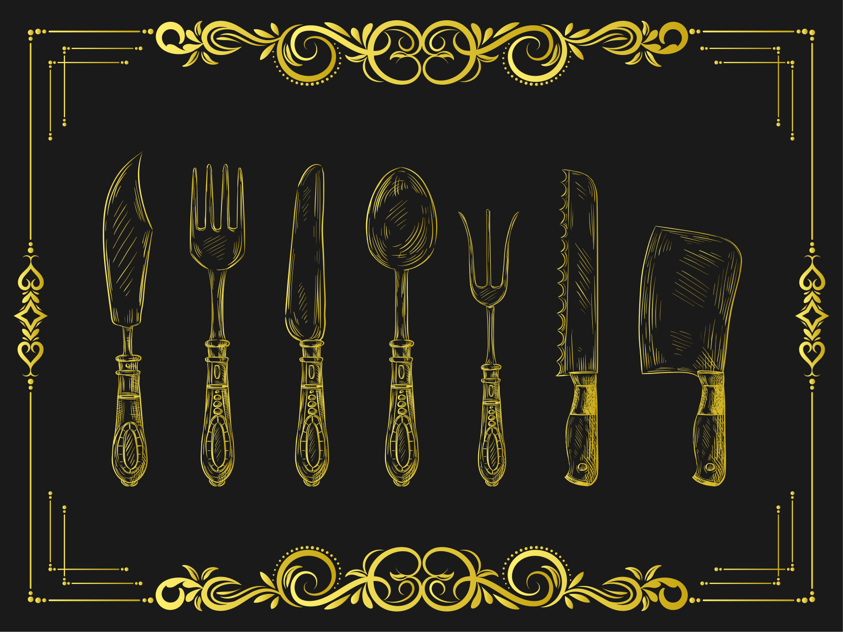 Tappeto pvc cucina sagoma utensili da cucina - TenStickers