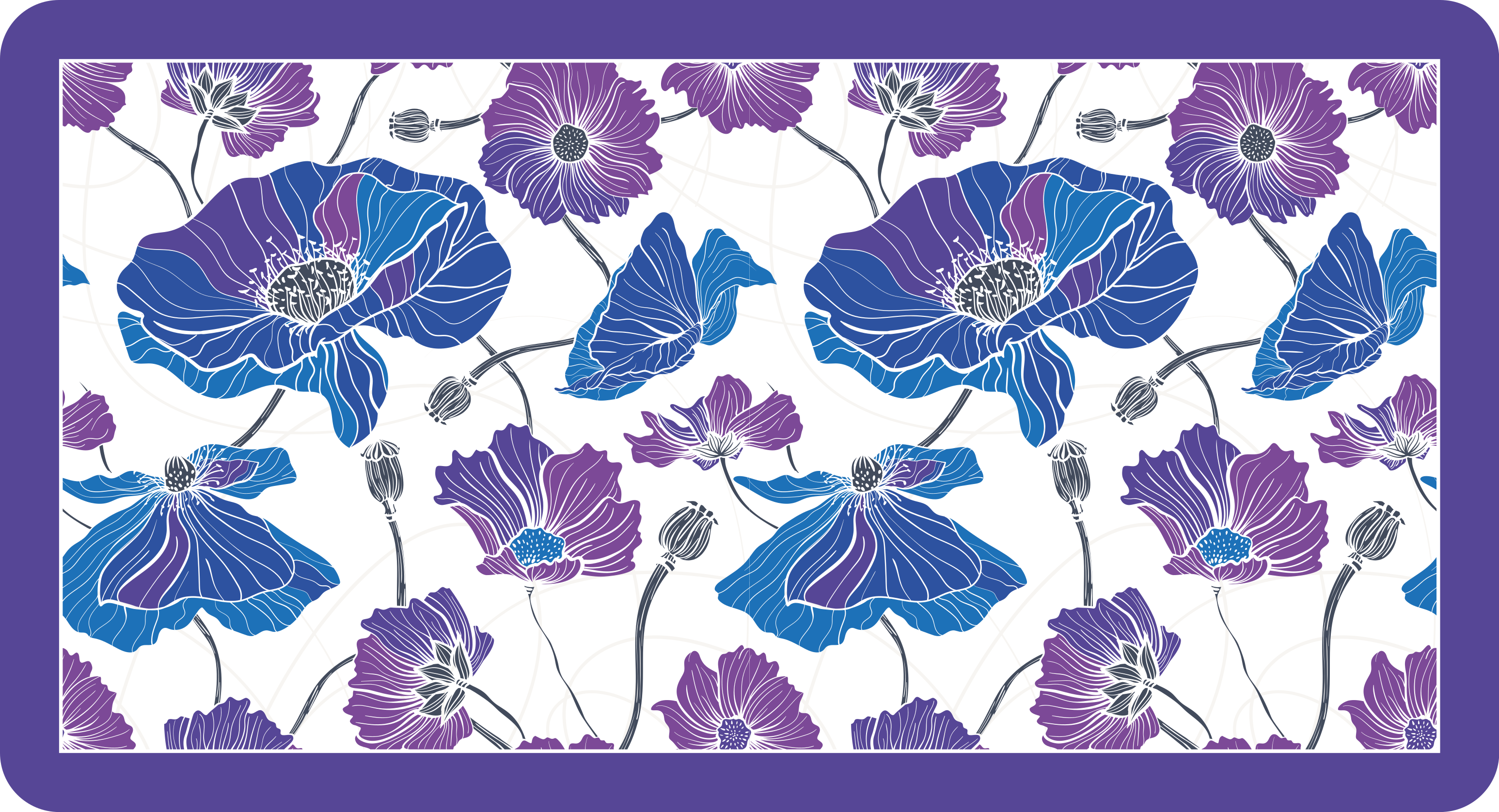 Tappeto vinile fiori sogno botanico blu - TenStickers