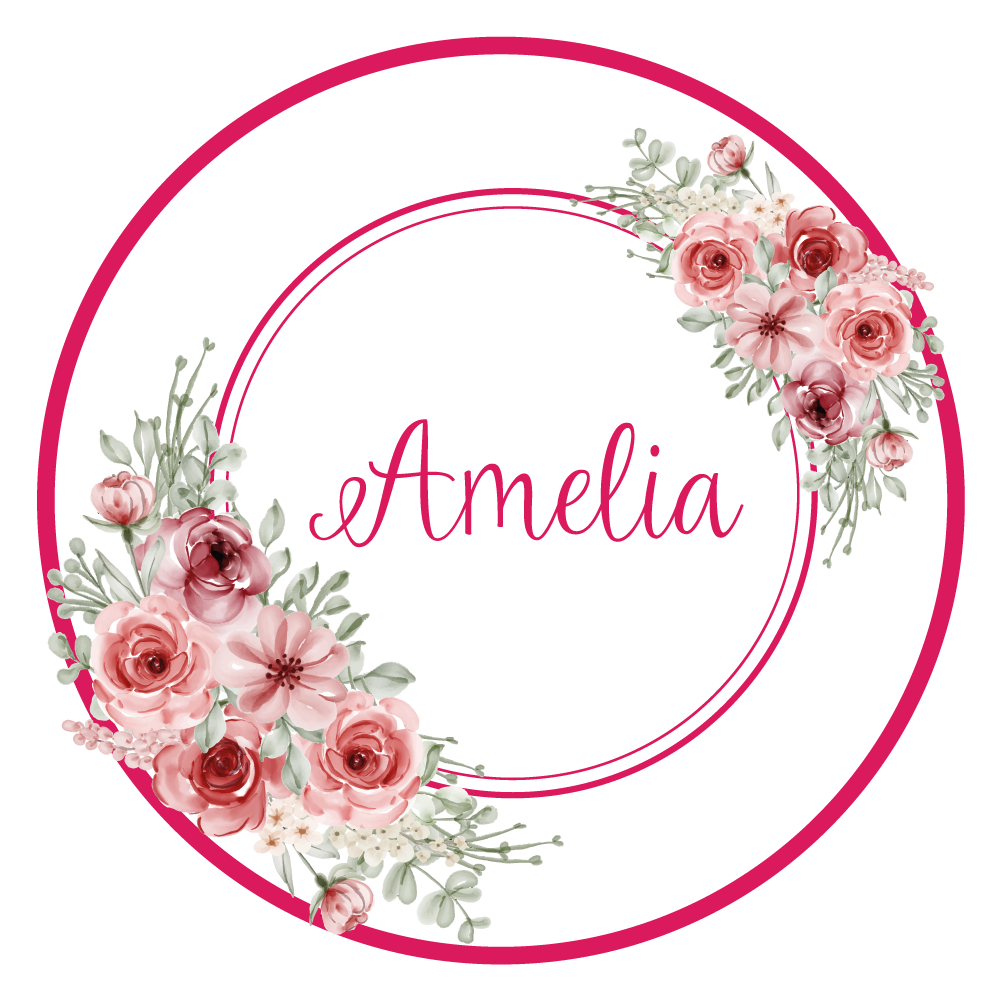 Tappeto vinile camera da letto monogramma floreale con nome - TenStickers