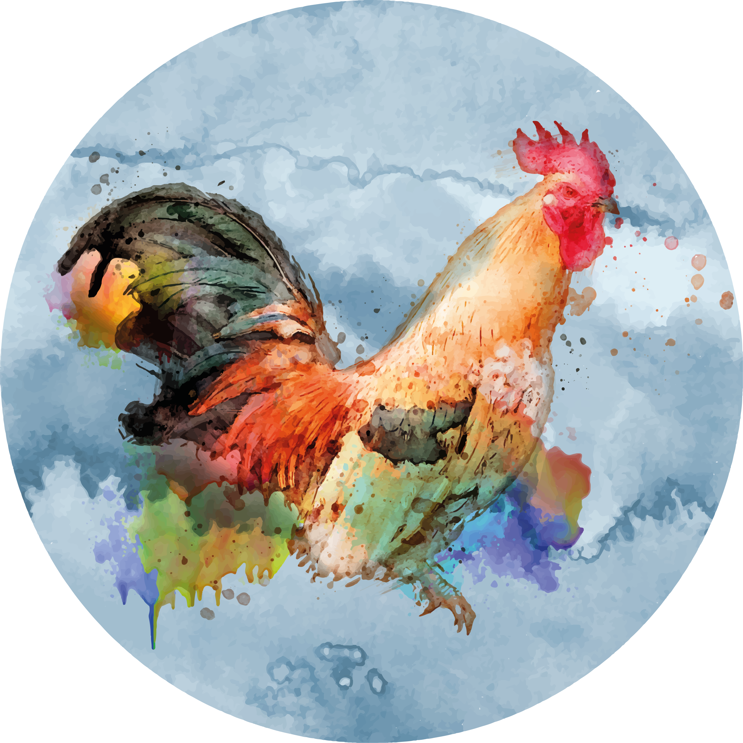 Tappeto vinile stampa animale splash di gallo colorato - TenStickers