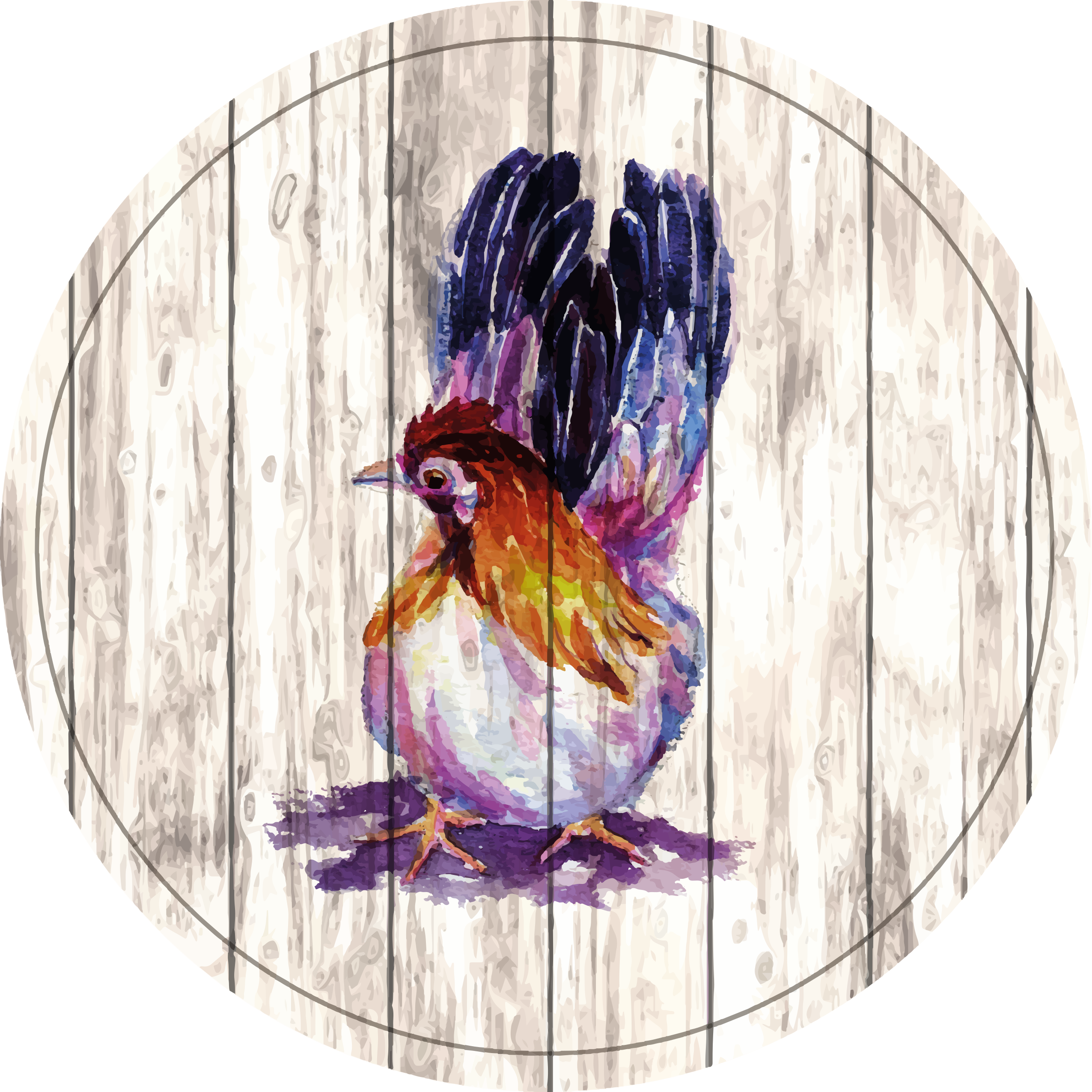 Tappeto vinile stampa animale gallina colorata incantevole - TenStickers