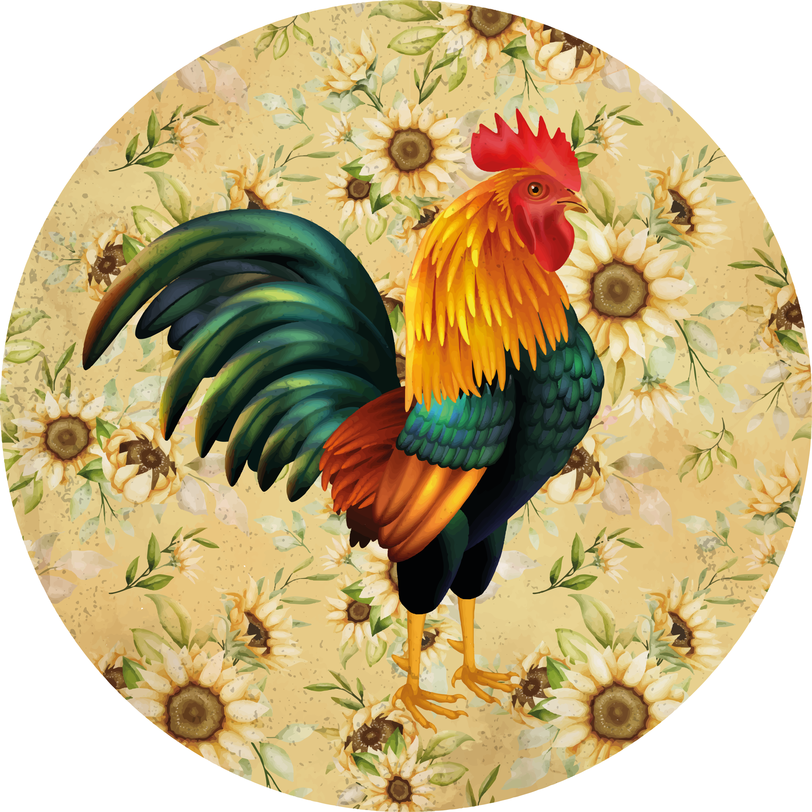 Tappeto vinile fiori esposizione di gallo vivace - TenStickers