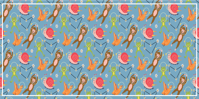 Tappeto vinile per bambini creature spaziali colorate - TenStickers