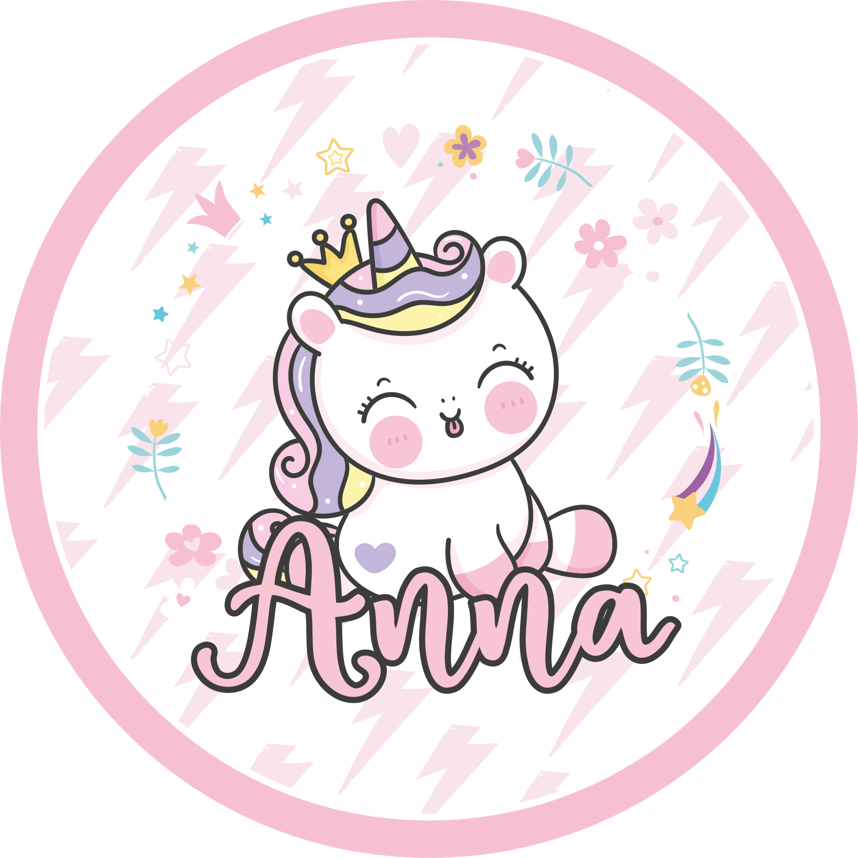 Tappeto vinile per bambini unicorno bambino con nome - TenStickers