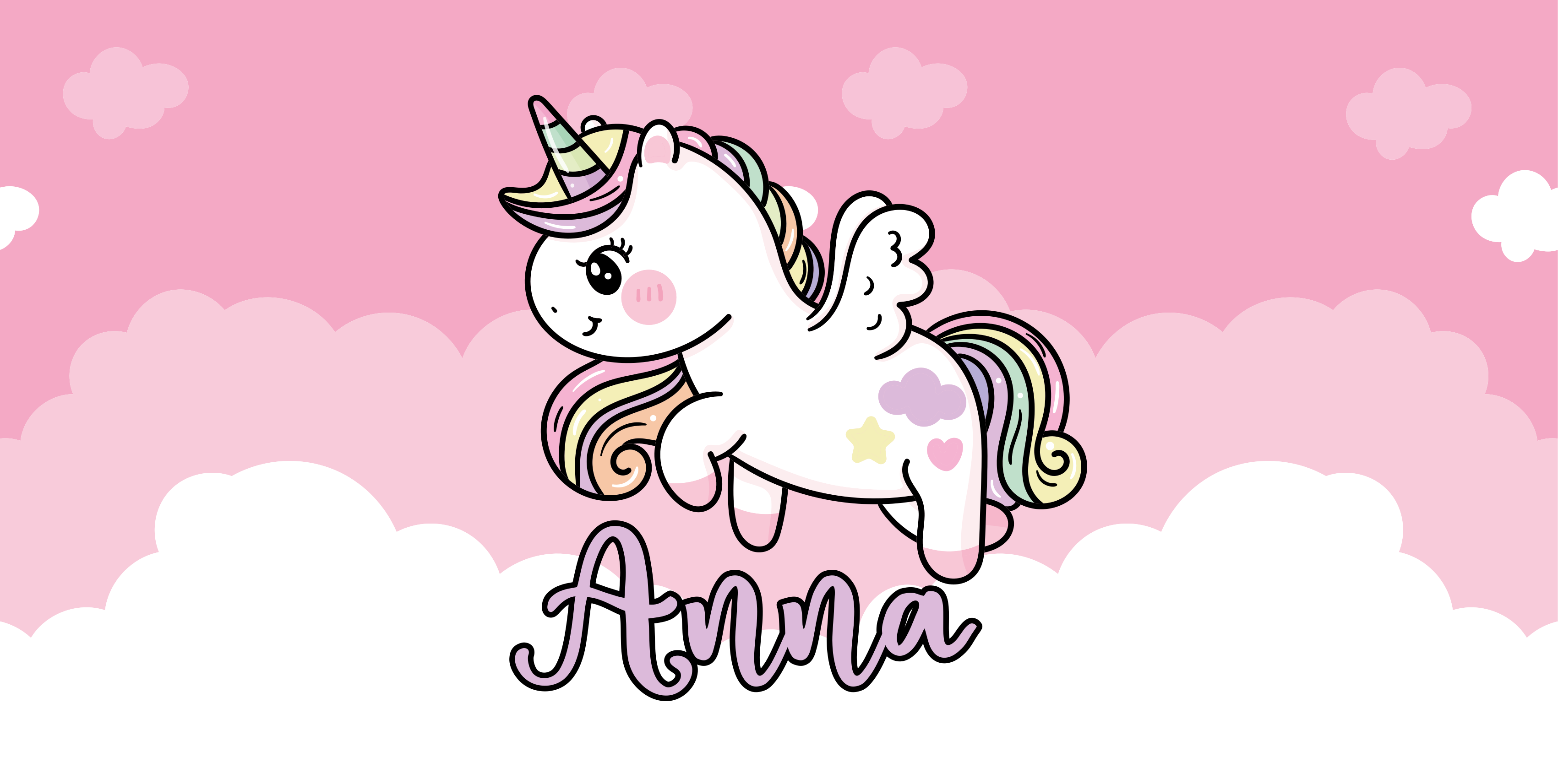 Tappeto vinile per bambini unicorno rosa personalizzabile - TenStickers