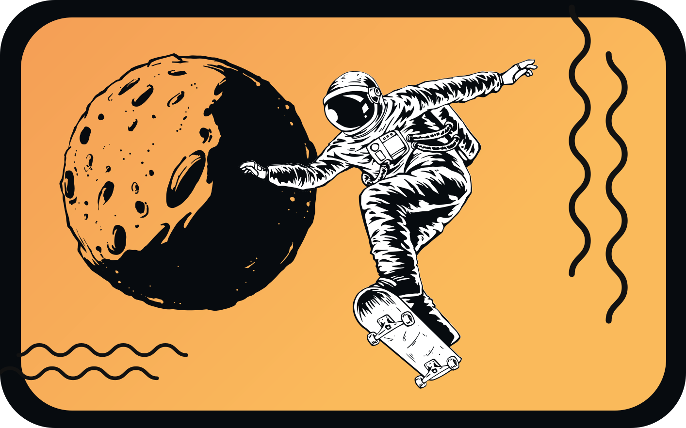 Tappeto vinile per bambini astronauta sullo skateboard - TenStickers