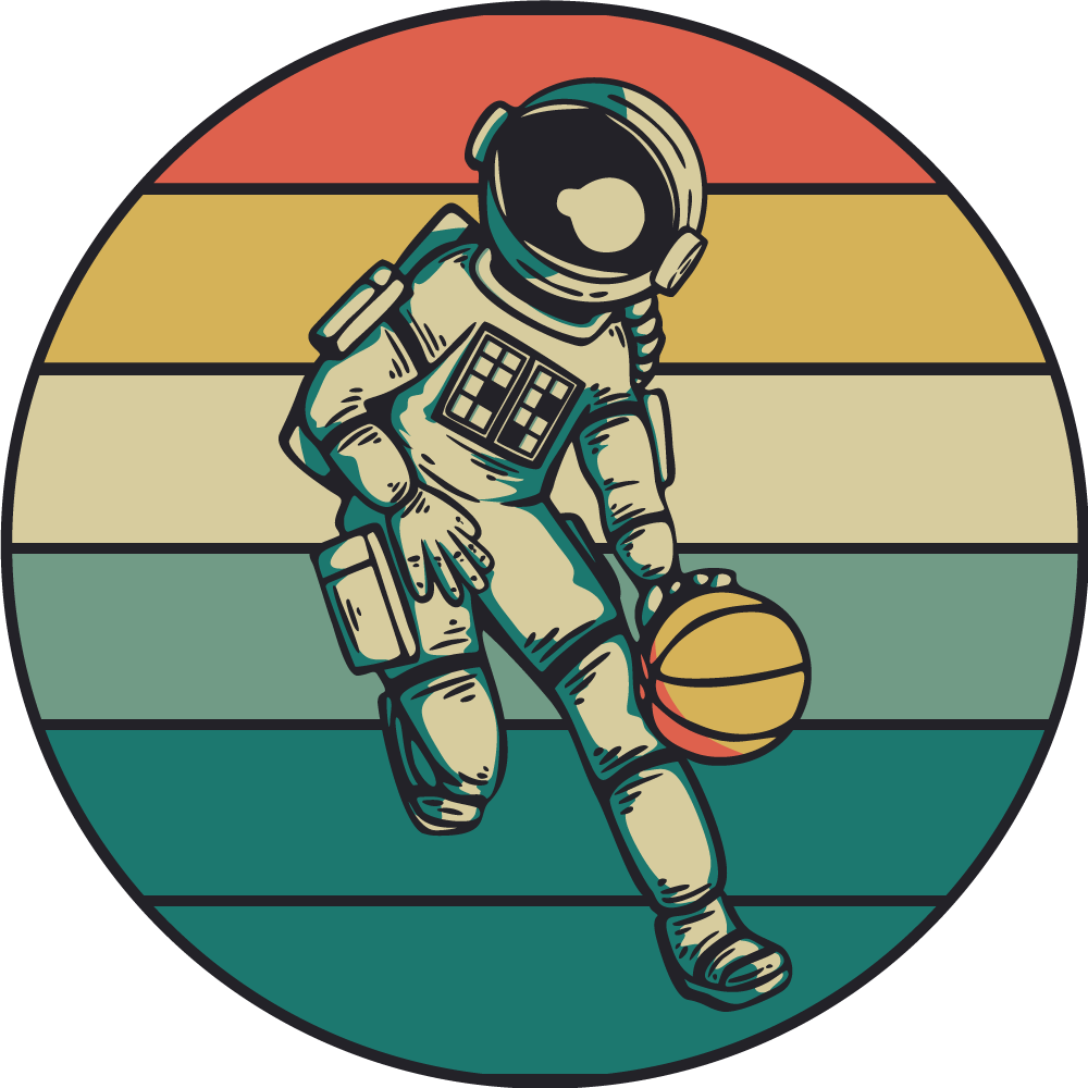 Tappeto vinile giochi gioco di basket dell'astronauta - TenStickers