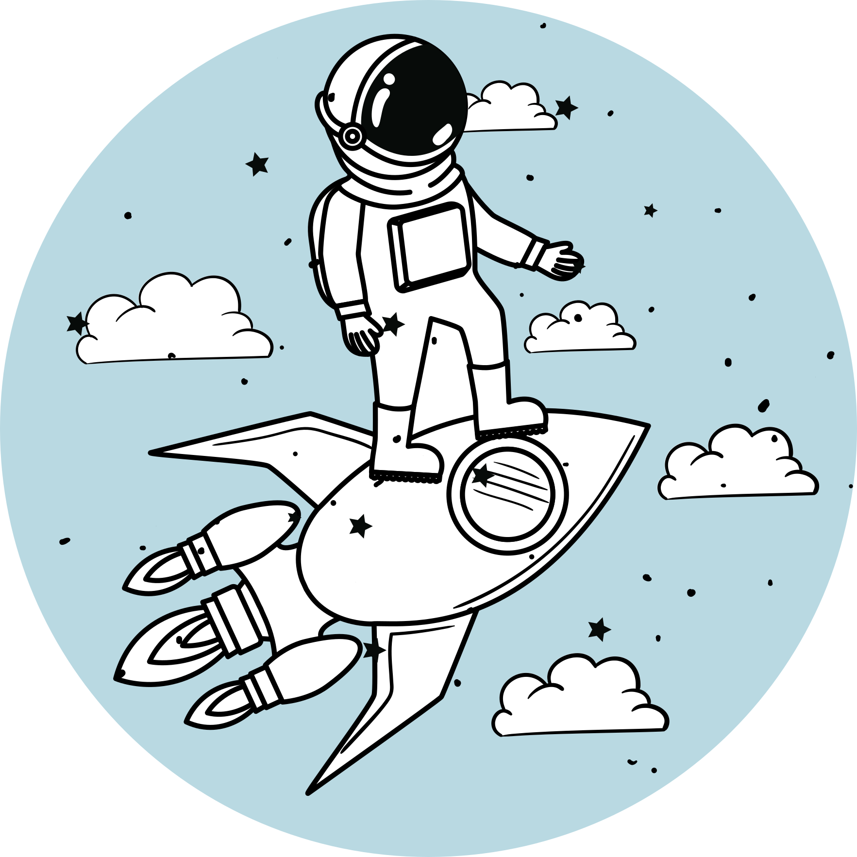 Tappeto vinile per bambini avventura del razzo astronauta - TenStickers
