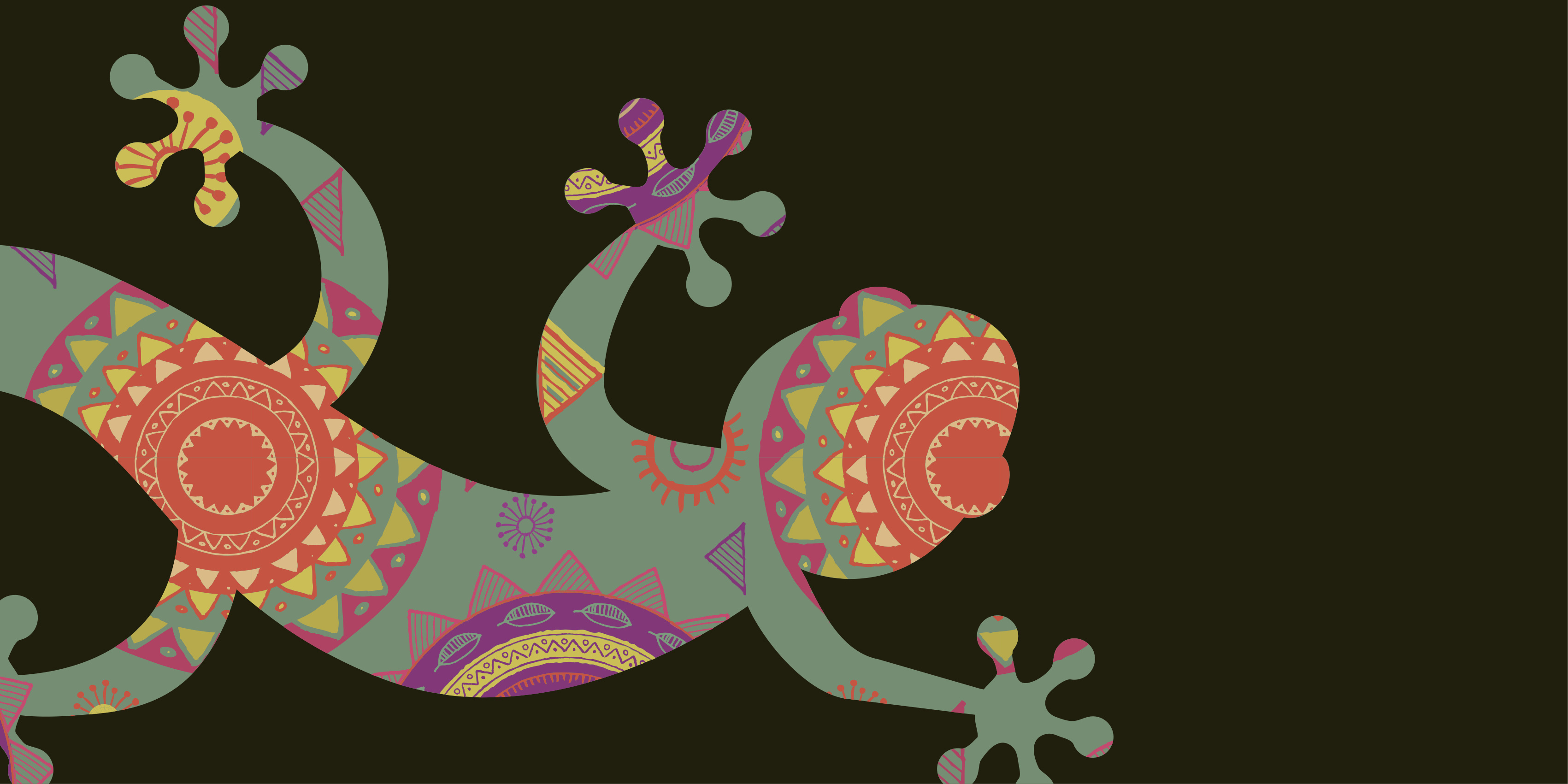 Tappeto vinile Mandala lucertola geometrica colorata - TenStickers