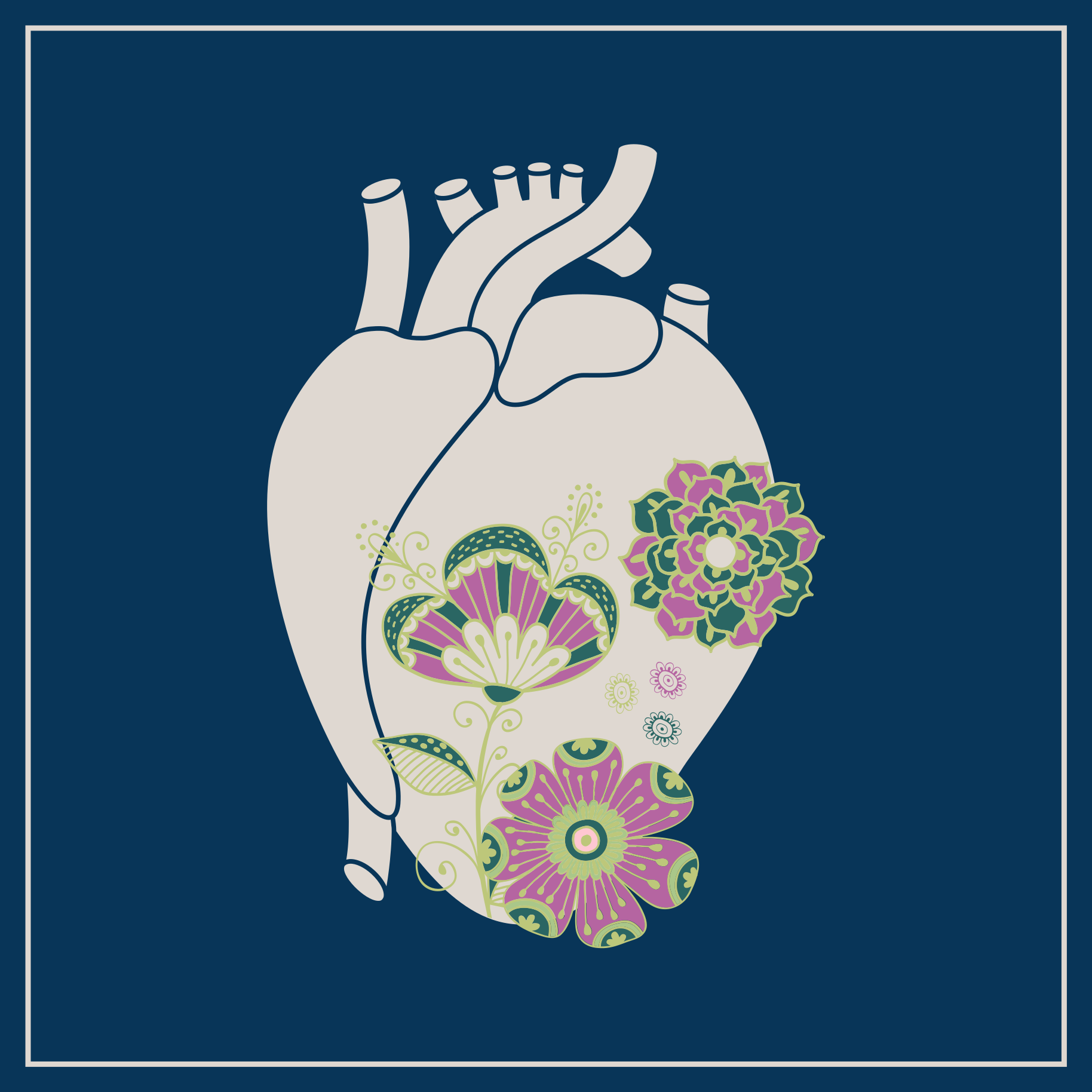 Tappeto vinile nordico motivo floreale a cuore - TenStickers