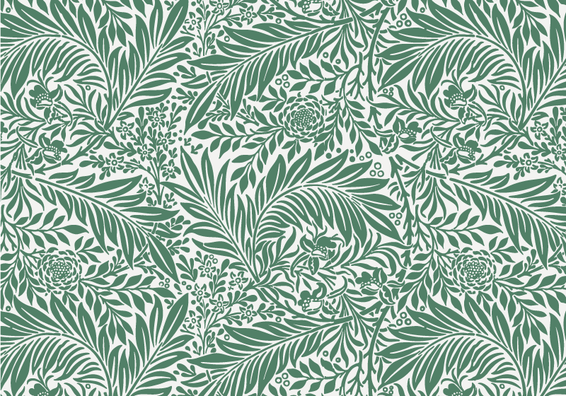 Tappeto vinile fiori motivo di fogliame verde - TenStickers