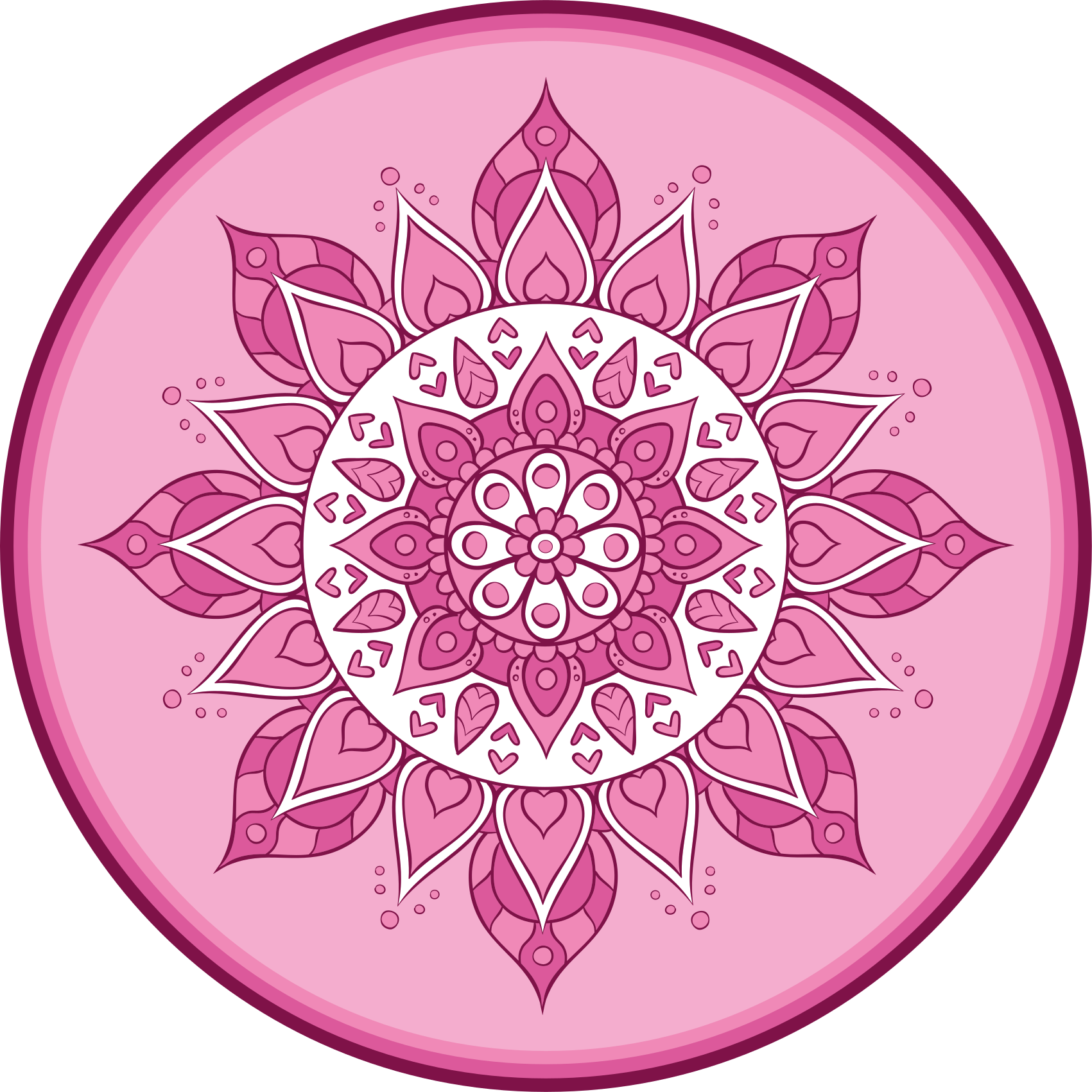 Tappeto vinile Mandala meditazione floreale rosa - TenStickers