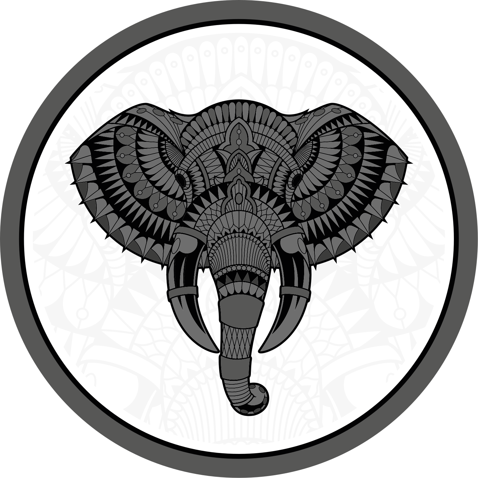 Tappeto vinile animali mandala grigio elefante - TenStickers