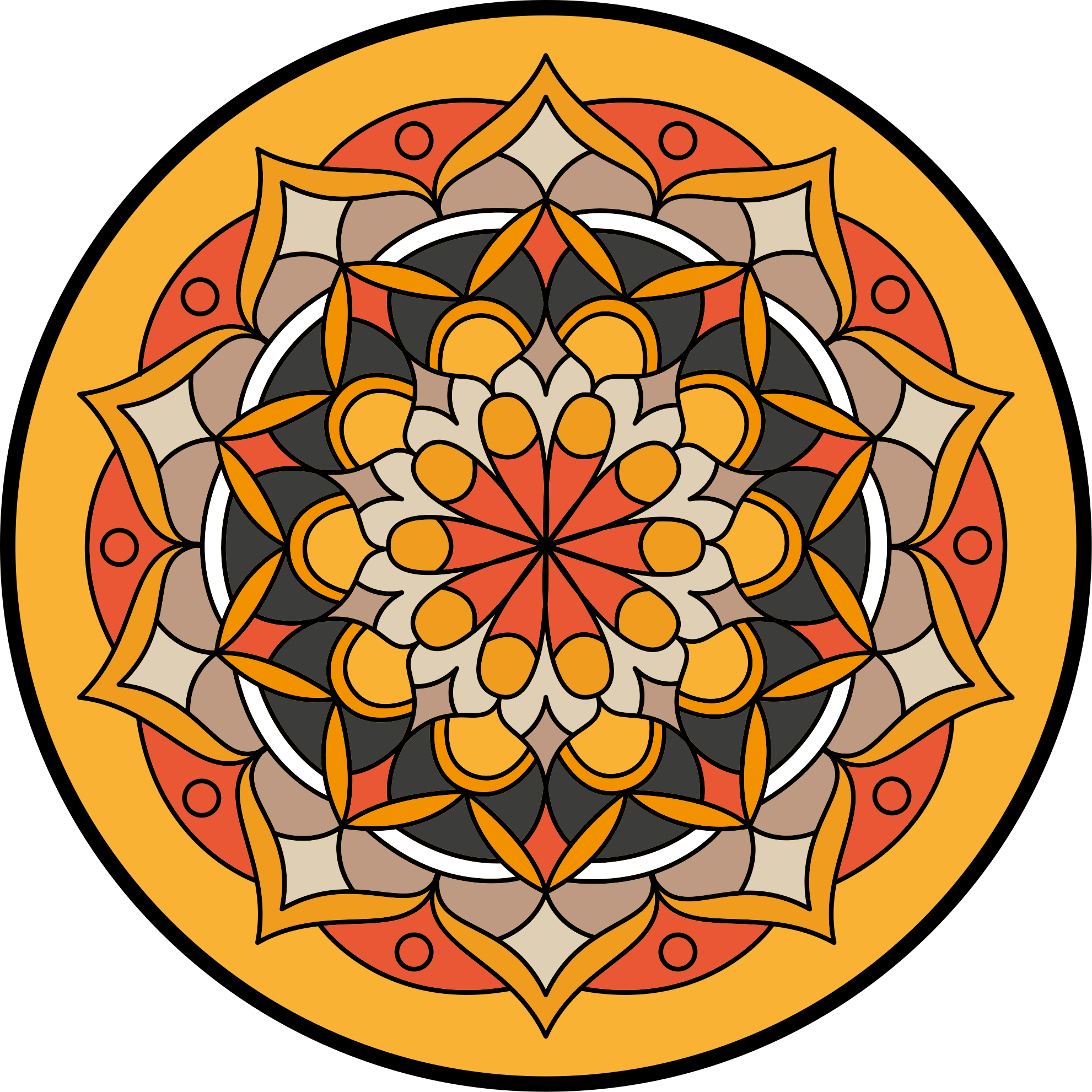 Tappeto vinile rotondo elemento mandala vibrante - TenStickers