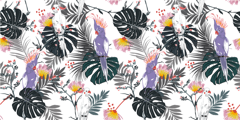 Tappeto in vinile soggiorno disposizione di foglie tropicali - TenStickers