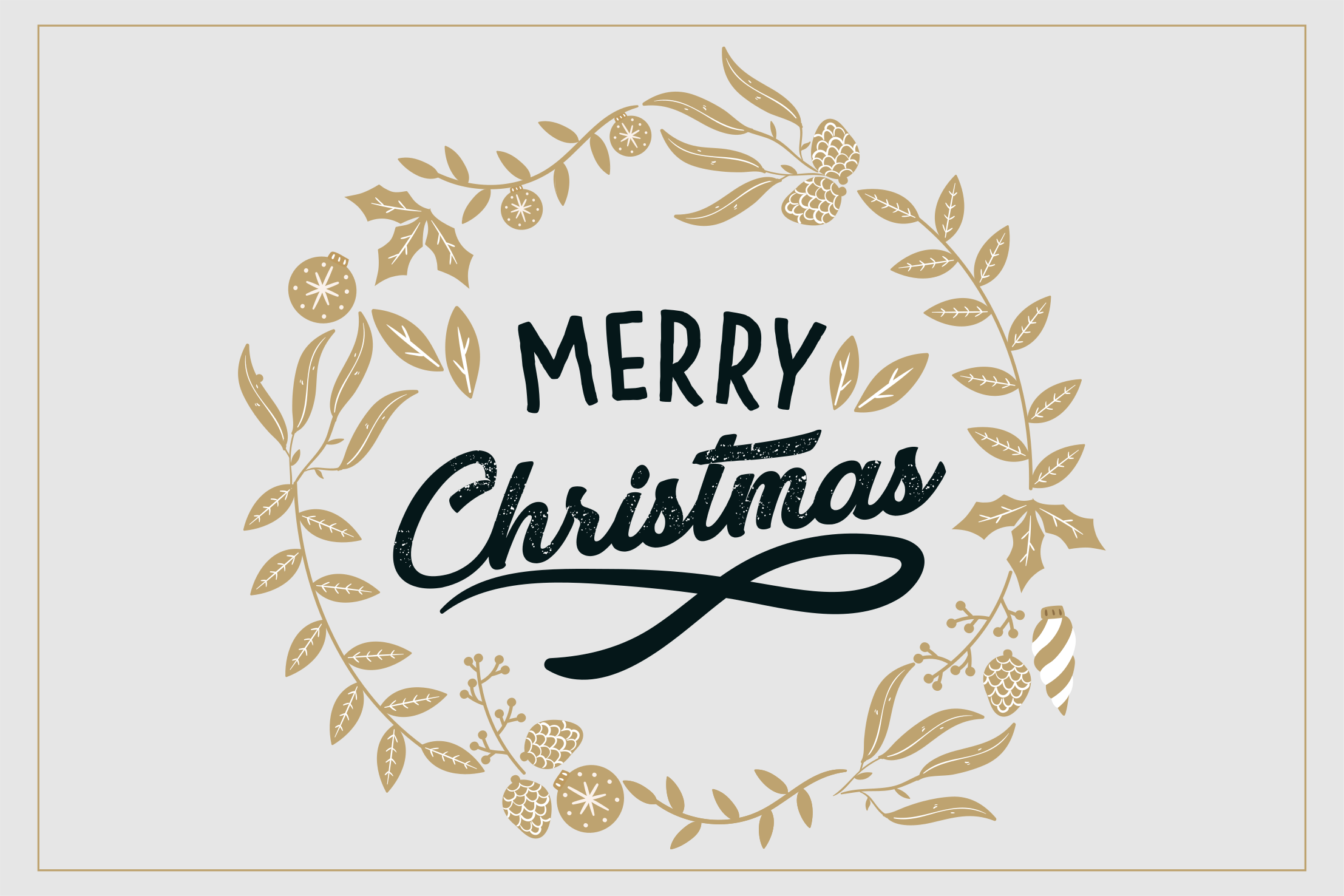 Tappeto Vinile Natale saluto dorato gioioso - TenStickers