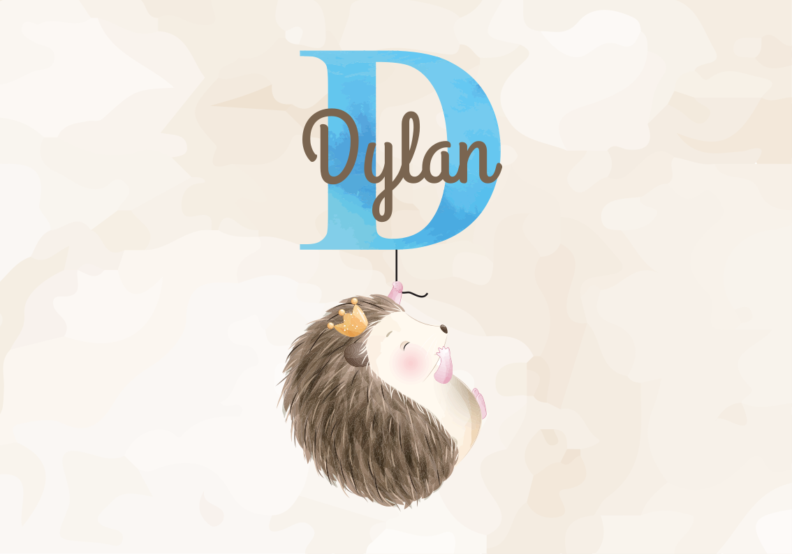 Tappeto vinile con nome iniziale di un simpatico riccio - TenStickers