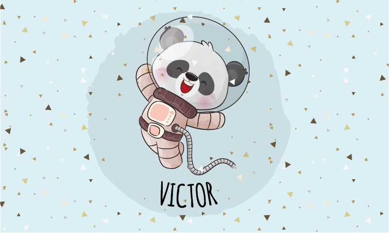 Tappeto vinile con nome simpatico panda astronauta - TenStickers
