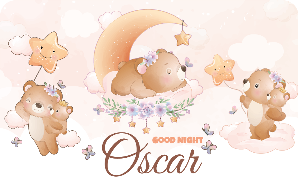 Tappeto vinile con nome buonanotte orsetti - TenStickers